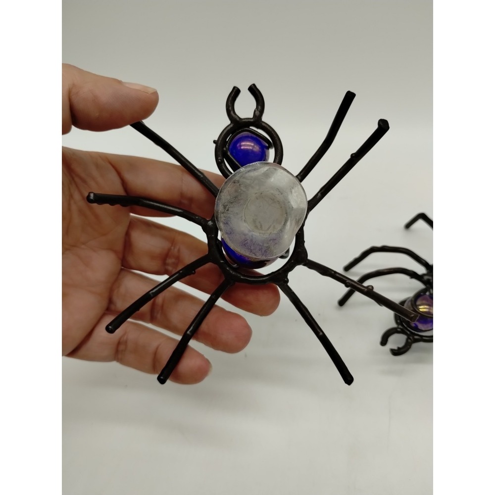 Set Of 2 Metal And Marbles Spiders Window Sun catchers Halloween - Picture 3 of 9
